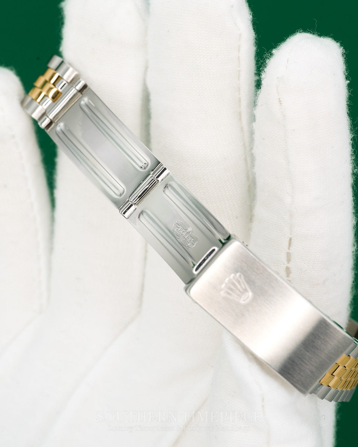 31mm Rolex Datejust with Custom Mother of Pearl Diamond Dial and Diamond Bezel in 18kt Yellow Gold and Stainless on Jubilee (Ref: 68273)(Year: 1989)
