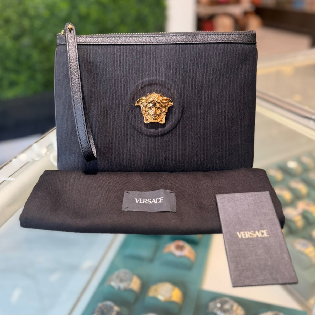 Versace La Medusa Pouch - Black Canvas
