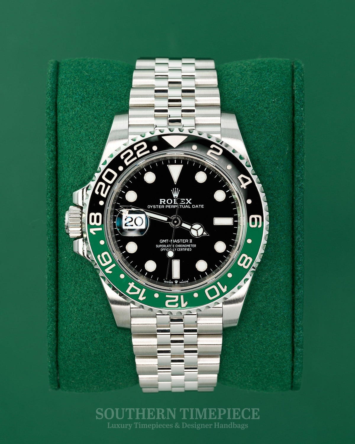 40mm Rolex GMT-Master II "Sprite" in Stainless Steel on Jubilee (Ref: 126720VTNR)(Year: 2023)(Box & Papers)