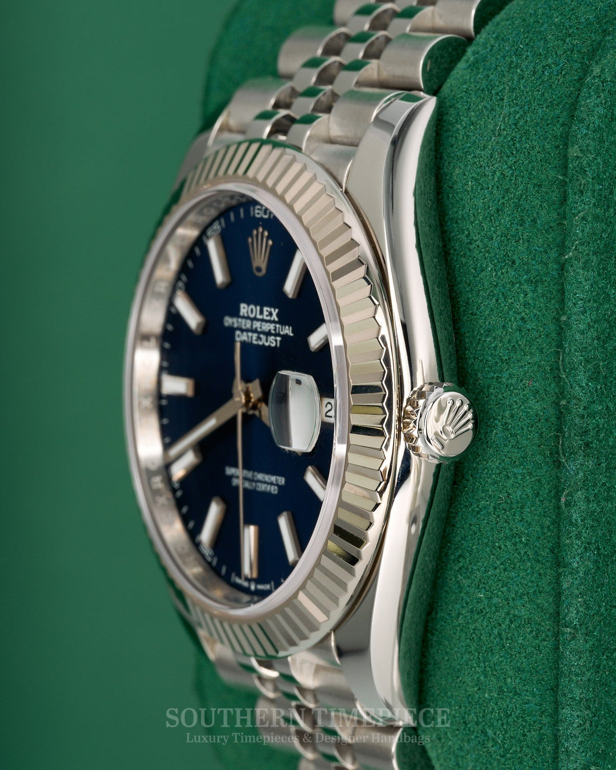 41mm Rolex Datejust in 18kt White Gold and Oystersteel with Blue Stick Dial on Jubilee (Ref: 126334)(Year: 2017)(Box & Papers)