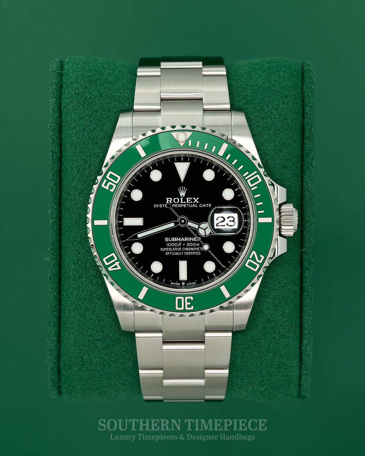 41mm Rolex Submariner Date "Starbucks" MKI with Anniversary Green Bezel (Ref: 126610LV)(Year: 2023)(Box & Papers)