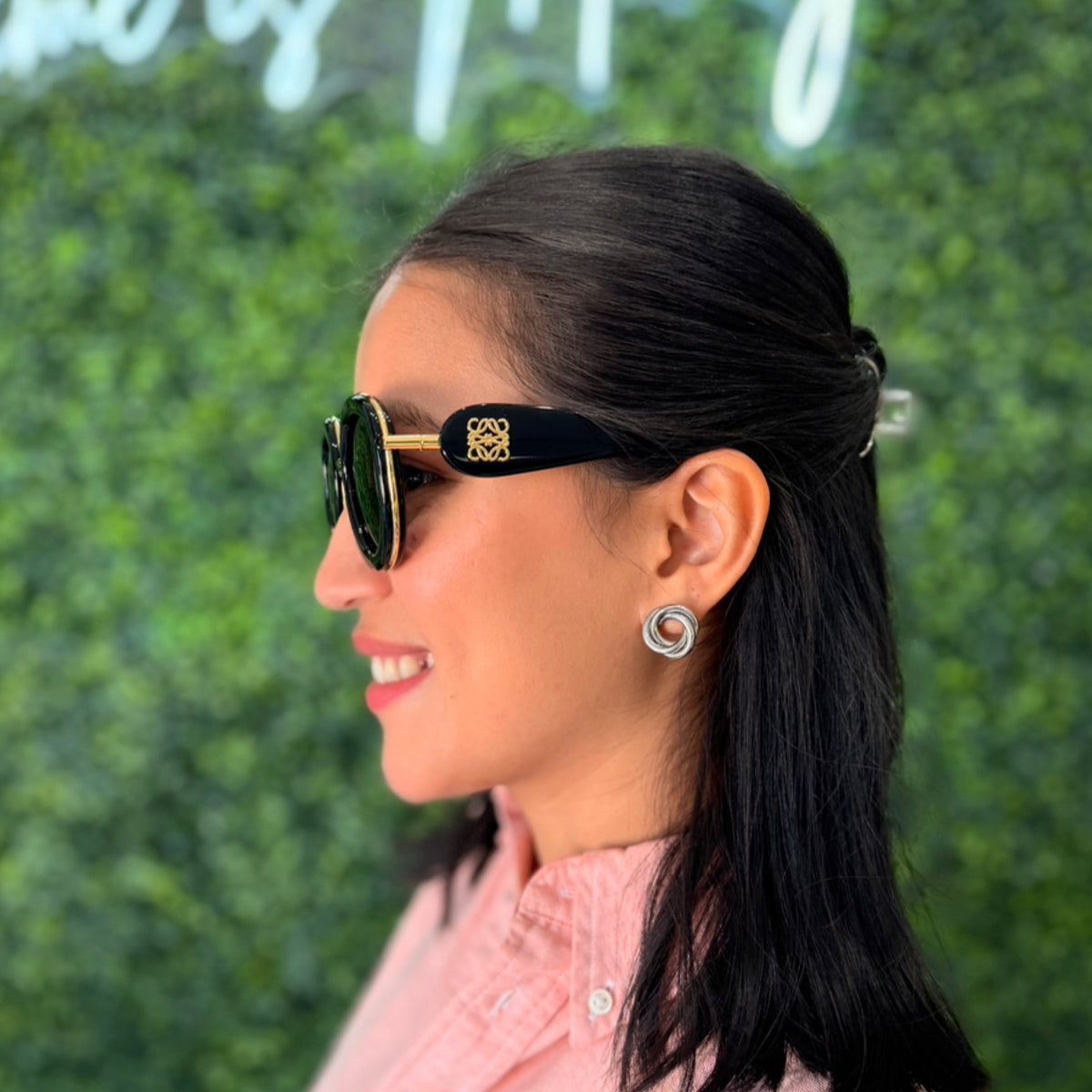 Loewe Metal Round 49mm Sunglasses - Black Acetate