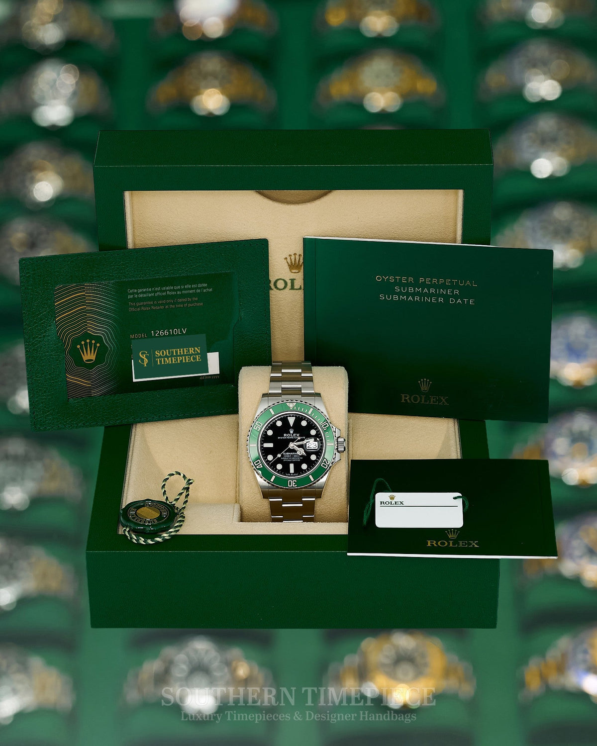 41mm Rolex Submariner Date "Starbucks" MKI with Anniversary Green Bezel (Ref: 126610LV)(Year: 2023)(Box & Papers)