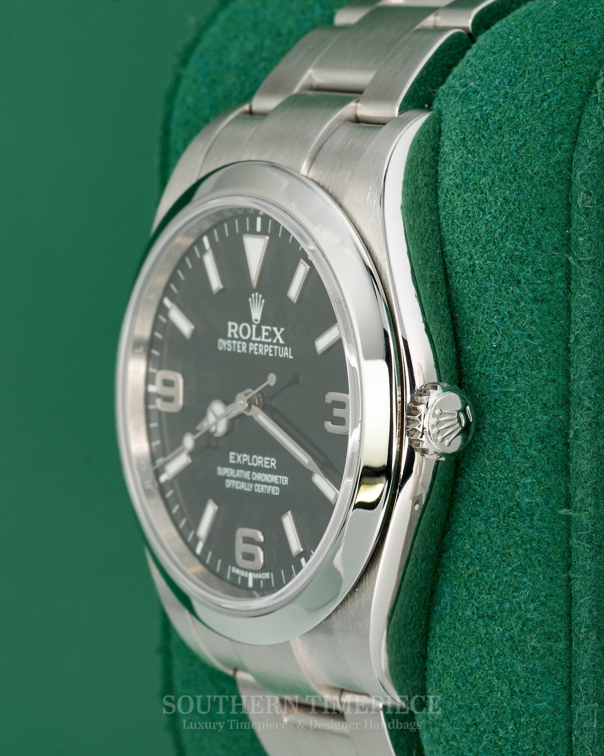 39mm Rolex Explorer I with Black Dial in Stainless Steel on Oyster (Ref: 214270)(Year: 2011+)