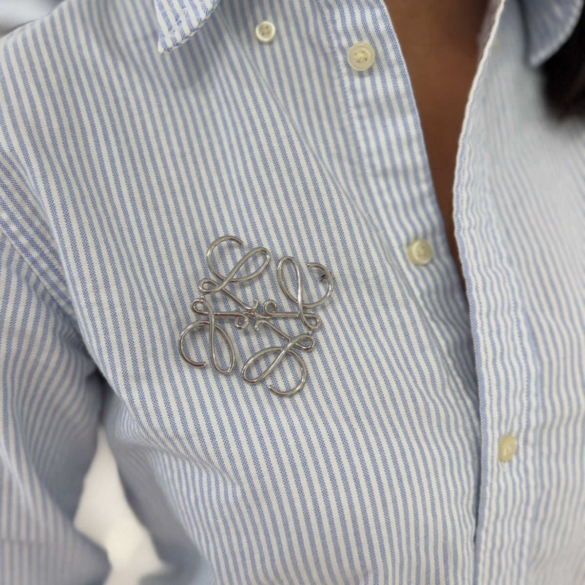Loewe Anagram Brooch - Silver-tone Metal