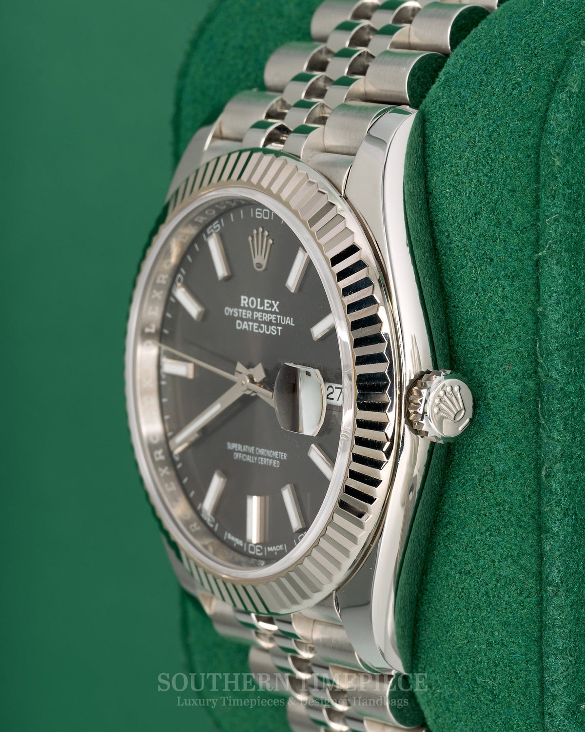 41mm Rolex Datejust with Rhodium Stick Dial in 18kt White Gold & Oystersteel on Jubilee (Ref: 126334)(Year: 2019)(Box & Papers)