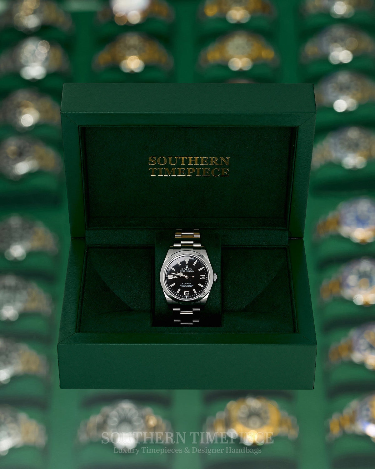 39mm Rolex Explorer I with Black Dial in Stainless Steel on Oyster (Ref: 214270)(Year: 2011+)