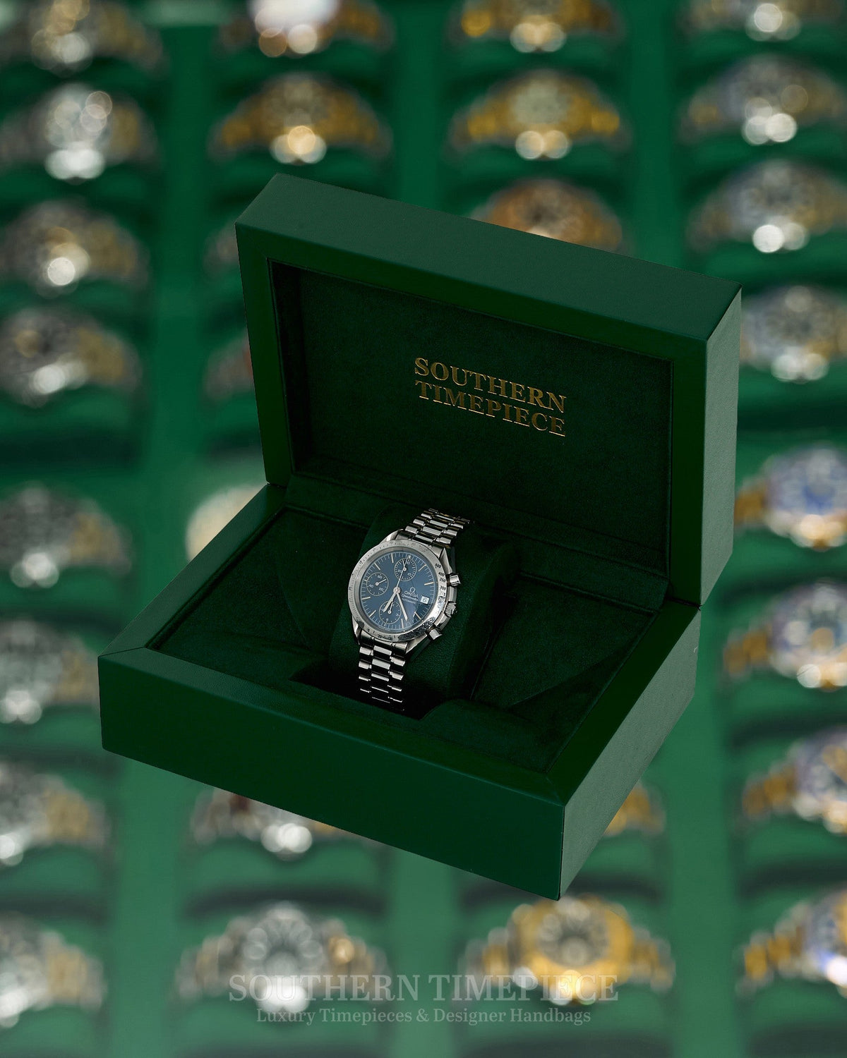 39mm Omega Speedmaster Chronograph with Blue Dial in Stainless Steel (Ref: 3511.80.00)(Year: ~1990-2003)