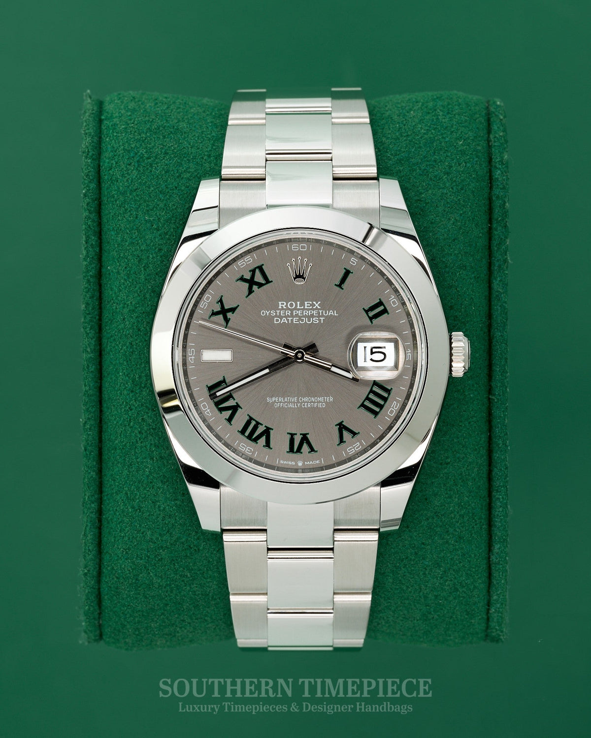 Brand New 2026 41mm Rolex Datejust "Wimbledon" in Stainless Steel on Oyster Bracelet (Ref: 126300)(Year: 2026)(Box & Papers)