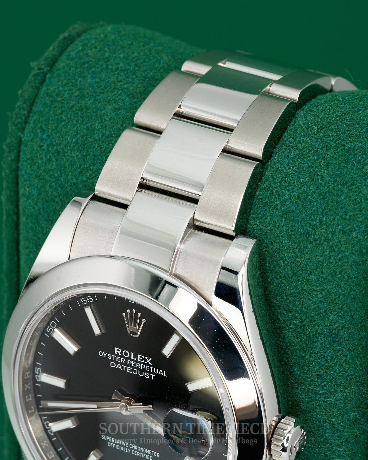41mm Rolex Datejust with Black Stick Dial in Stainless Steel on Oyster (Ref: 126300)(Year: 2024)(Box & Papers)