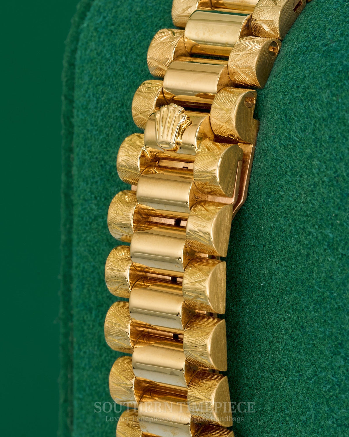 36mm Rolex Day-Date "President" with a Custom Champagne Diamond Dial and Diamond/Ruby Bezel in Solid 18kt Yellow Gold with Florentine Finish
